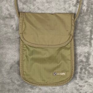 Pacsafe Pouchsafe Travel Neck Pouch Bag Ripstop Nylon eXomesh Security Khaki Tan